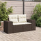 Tuinbank 2-zits met kussens poly rattan bruin
