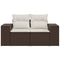 Tuinbank 2-zits met kussens poly rattan bruin