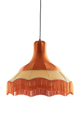 Light&living Hanglamp Ø50x44,5 cm MIZIA velvet oranje+webbing naturel