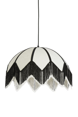 Light&living Hanglamp Ø55x36,5 cm SULINA linnen wit+zwart