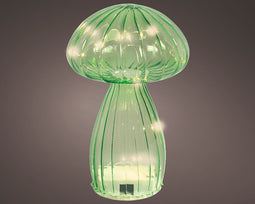 Lumineo - MicroLED paddenstl d11h16 cm groen/wwt kerst