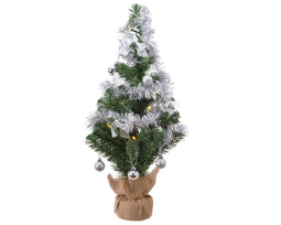 Everlands - Mini kerstboom tafelboom mini D-H-Z boom h60 cm-20L groen/zilver