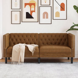 Tweezitsbank Chesterfield-stijl kunstsude bruin