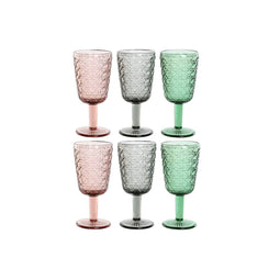 Set van bekers Home ESPRIT Zwart Rood Groen Kristal 285 ml (6 Stuks)