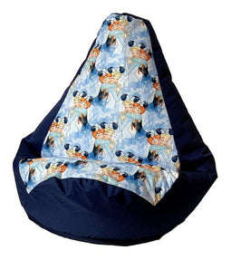 Sako tas poef peer print marine blauw - Frozern XL 130 x 90 cm