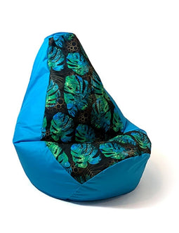 Sako poef Perenprint blauw-monstera L 105 x 80 cm