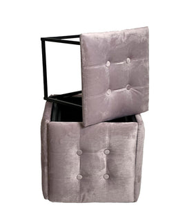 Puff-transformer 5in1 - 5 krukjes in 1 poef poeder roze fluweel 2269