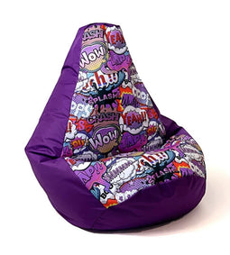 Sako tas poef Perenprint paars-WOW XL 130 x 90 cm