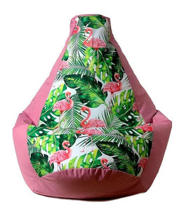 Sako tas poef Perenprint roze-lamoen XL 130 x 90 cm