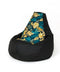 Sako tas poef perenprint zwart-blad XL 130 x 90 cm