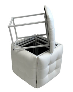 Puff-transformer 5in1 - 5 krukjes in 1 poef wit eco leer