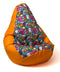 Sako tas poef perenprint oranje-fee2 XL 130 x 90 cm