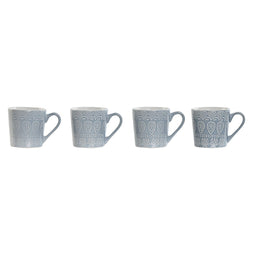 Set van 4 mokken Home ESPRIT Blauw Keramiek 340 ml 13 x 9,5 x 9,2 cm Mandala