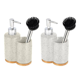 Zeepschaal Home ESPRIT Beige Grijs Zilverkleurig Bamboe Roestvrij staal Dolomite 11,5 x 6,5 x 18,...