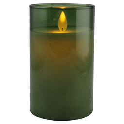 Magic flame - LED kaars wax glas 12,5cm flessen groen