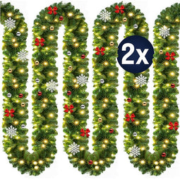 Kerstguirlande , slinger, kerstslinger 5mtr 80xLED -in/outdoor - inclusief - versiering , set 2 s...