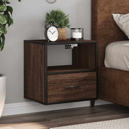 Nachtkastjes 2st wandgemonteerd 40x31x39,5cm bruin eikenkleurig