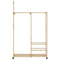 Kledingrek met schappen en wielen 100x38x175,5 cm bamboe