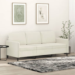 Driezitsbank 180 cm fluweel crmekleurig
