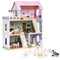 Houten poppenhuis - 3 niveaus - 4 kamers + terras - 15 meubels