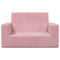 Kinderbank 2-zits zacht pluche roze