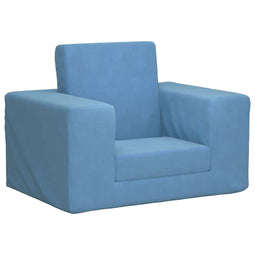 Kinderslaapbank zacht pluche blauw