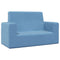 Kinderbank 2-zits zacht pluche blauw
