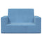 Kinderbank 2-zits zacht pluche blauw