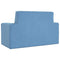 Kinderbank 2-zits zacht pluche blauw