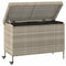 Tuinbox met wielen 110x55x73 cm poly rattan lichtgrijs