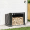 Haardhoutrek met regenhoes 150,5x100,5x110,5 cm staal
