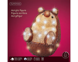 Lumineo - LED egel l23.5b19h24 cm bruin/koel wit kerst