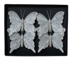 Decoris - Vlinder veer l8b6h1 cm zilver 4st