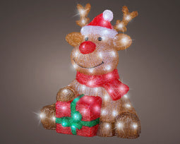 Lumineo - LED rendier l35b39h45 cm bruin/kwt kerst