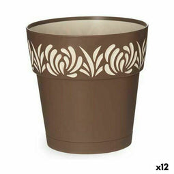 Zelfwaterende bloempot Stefanplast Gaia Bruin Plastic 19 x 19 x 19 cm (12 Stuks)