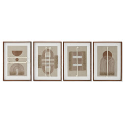 Canvas Home ESPRIT Wit Natuurlijk Modern Scandinavisch 36 X 2,3 X 50,3 cm (4 Stuks)