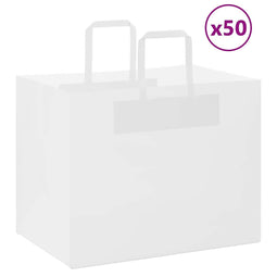 Papieren kraftzakken 50 st met hengsels 32x22x24 cm wit