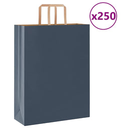 Papieren kraftzakken 250 st met hengsels 32x12x42 cm blauw