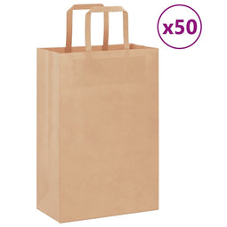 Papieren kraftzakken 50 st met hengsels 21x11x31 cm bruin