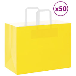 Papieren kraftzakken 50 st met hengsels 32x17x25 cm geel