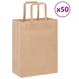 Papieren kraftzakken 50 st met hengsels 21x11x28 cm bruin