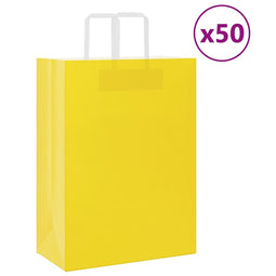 Papieren kraftzakken 50 st met hengsels 32x17x44 cm geel