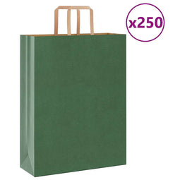 Papieren kraftzakken 250 st met hengsels 32x12x42 cm groen