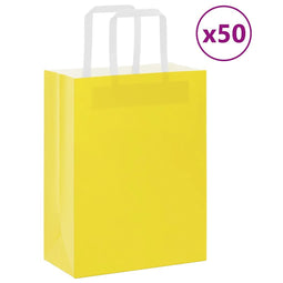 Papieren kraftzakken 50 st met hengsels 21x11x28 cm geel