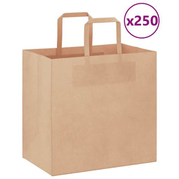 Papieren kraftzakken 250 st met hengsels 26x17x25 cm bruin