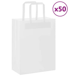 Papieren kraftzakken 50 st met hengsels 21x11x28 cm wit