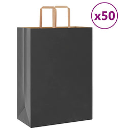 Papieren kraftzakken 50 st met hengsels 32x17x44 cm zwart