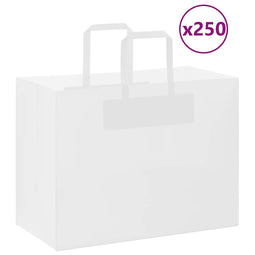 Papieren kraftzakken 250 st met hengsels 32x17x25 cm wit