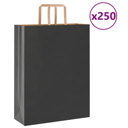 Papieren kraftzakken 250 st met hengsels 32x12x42 cm zwart