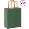 Papieren kraftzakken 50 st met hengsels 18x8x22 cm groen